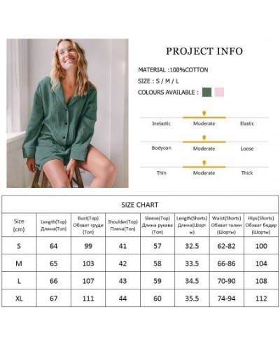 Cotton Sleepwear Women Pajama Turn Down Collar Suits With Shorts Long Sleeve Pajamas For Sleep Nightgowns Casual Nightwear $4...