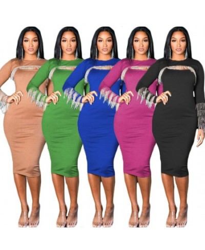 Plus Size Women Clothing Elegant Tights Two Piece Suit Tassels Smock and Bandage Dress Prom Evening Long Sleeve Outfit $38.34...