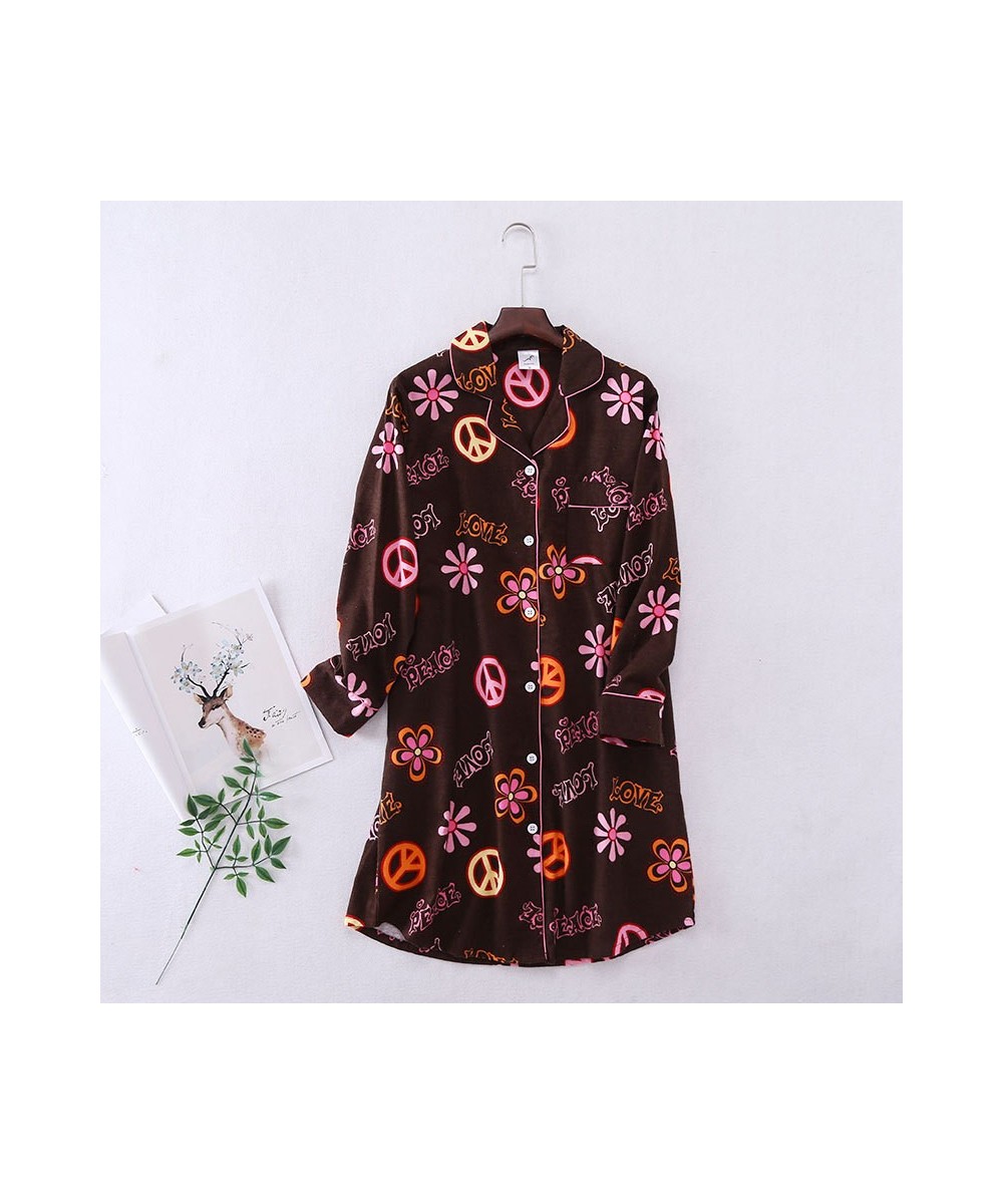 2023 Spring Autumn Female Casual Sleep dress Ladies 100% Cotton Nightgown Women Long sleeve Turn-down collar Cardigan $39.41 ...