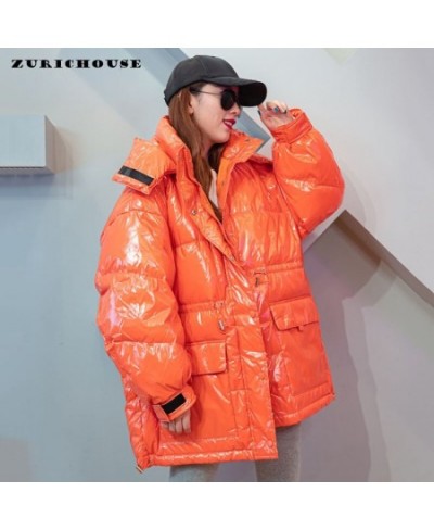 Oversized Women's Down Jacket Hooded Parka 2023 Fashion Glossy Waterproof Candy Colors Warm 90% White Duck Down Coat Winter $...