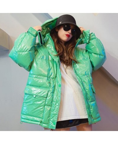 Oversized Women's Down Jacket Hooded Parka 2023 Fashion Glossy Waterproof Candy Colors Warm 90% White Duck Down Coat Winter $...