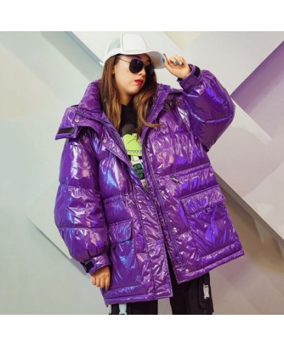 Oversized Women's Down Jacket Hooded Parka 2023 Fashion Glossy Waterproof Candy Colors Warm 90% White Duck Down Coat Winter $...