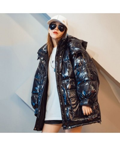 Oversized Women's Down Jacket Hooded Parka 2023 Fashion Glossy Waterproof Candy Colors Warm 90% White Duck Down Coat Winter $...