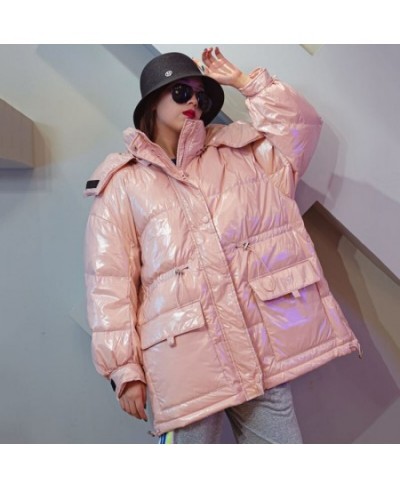 Oversized Women's Down Jacket Hooded Parka 2023 Fashion Glossy Waterproof Candy Colors Warm 90% White Duck Down Coat Winter $...