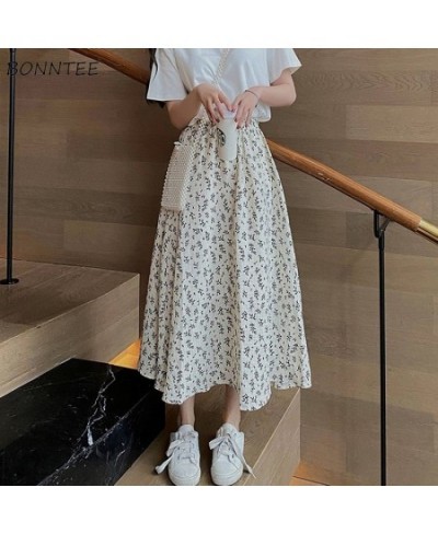 Skirts Women Summer Tender New Fashion Elegant Soft Floral Leisure Daily All-match Vintage Simple Korean Style Chic Sweet Lad...