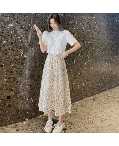 Skirts Women Summer Tender New Fashion Elegant Soft Floral Leisure Daily All-match Vintage Simple Korean Style Chic Sweet Lad...