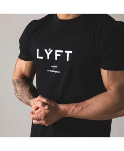 Summer Men's Gym Cotton Short Sleeves Round Neck T Shirts Fitness Bodybuilding Shirts Printed Fashion Men's Brand T Shirt Top...