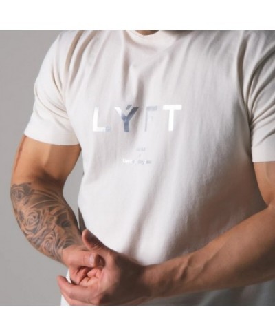 Summer Men's Gym Cotton Short Sleeves Round Neck T Shirts Fitness Bodybuilding Shirts Printed Fashion Men's Brand T Shirt Top...