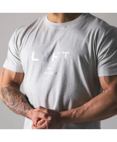 Summer Men's Gym Cotton Short Sleeves Round Neck T Shirts Fitness Bodybuilding Shirts Printed Fashion Men's Brand T Shirt Top...