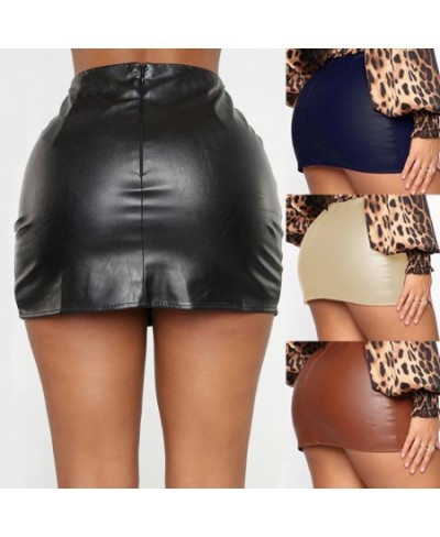 Women Leather Night Clubwear Skirts Summer Pure Color PU-leather Zipper Sexy Hip Leather MIni Skirts Faldas Mujer Moda 2022 $...