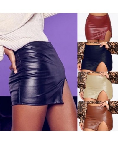 Women Leather Night Clubwear Skirts Summer Pure Color PU-leather Zipper Sexy Hip Leather MIni Skirts Faldas Mujer Moda 2022 $...