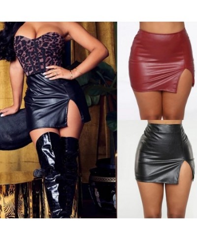 Women Leather Night Clubwear Skirts Summer Pure Color PU-leather Zipper Sexy Hip Leather MIni Skirts Faldas Mujer Moda 2022 $...