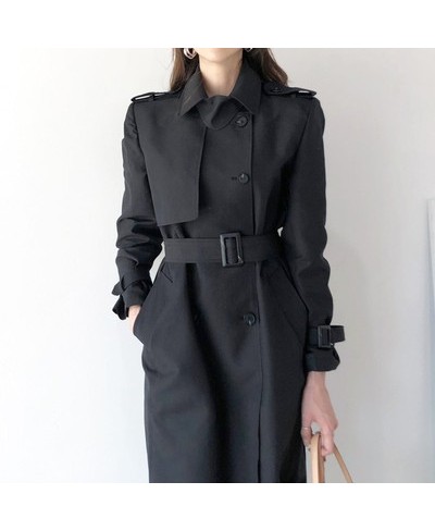 Women's Winter Casual Double Breasted Trend Coat Femme Fashion Outerwear Loose Vintage Long Sleeve Windbreaker Ladies Clothin...