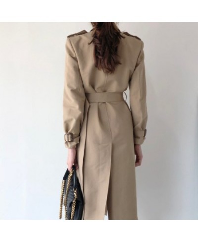 Women's Winter Casual Double Breasted Trend Coat Femme Fashion Outerwear Loose Vintage Long Sleeve Windbreaker Ladies Clothin...