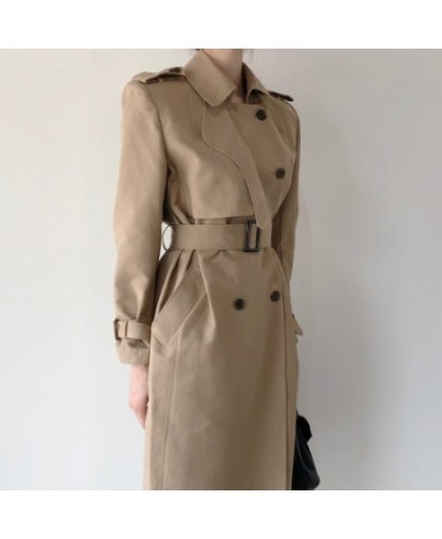 Women's Winter Casual Double Breasted Trend Coat Femme Fashion Outerwear Loose Vintage Long Sleeve Windbreaker Ladies Clothin...