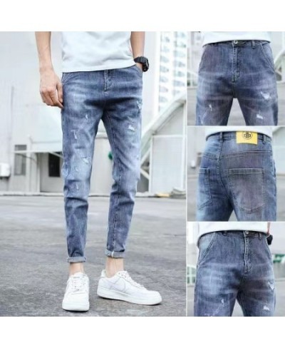 Men Stretchy Ripped Skinny Biker Embroidery Cartoon Print Jeans Destroyed Hole Slim Fit Denim High Quality Hip Hop Black Jean...