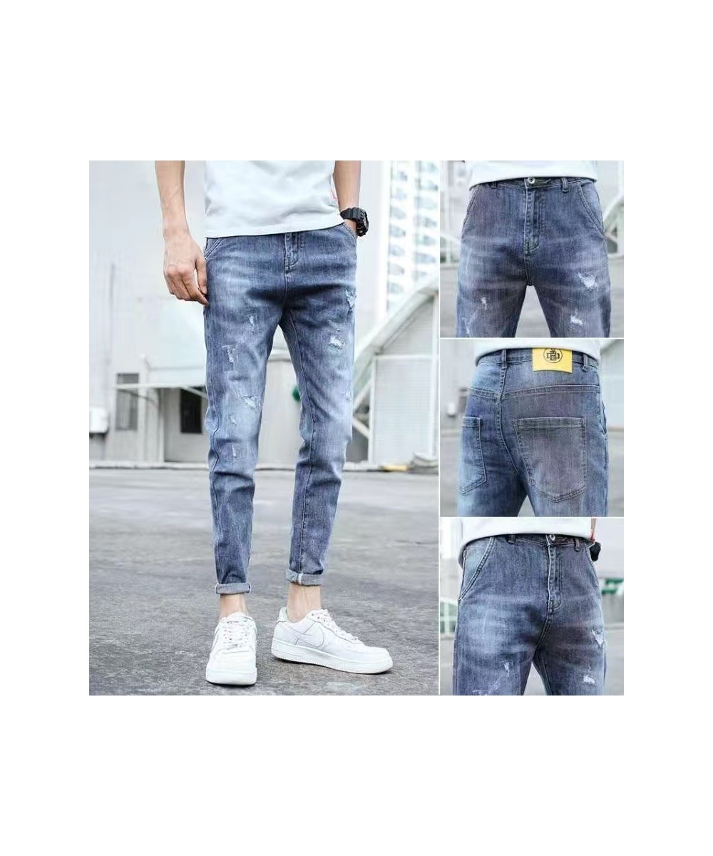 Men Stretchy Ripped Skinny Biker Embroidery Cartoon Print Jeans Destroyed Hole Slim Fit Denim High Quality Hip Hop Black Jean...