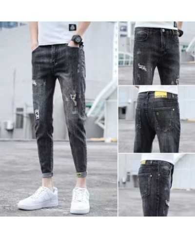 Men Stretchy Ripped Skinny Biker Embroidery Cartoon Print Jeans Destroyed Hole Slim Fit Denim High Quality Hip Hop Black Jean...