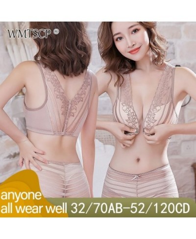 Versatile wedding dress front button no steel ring sexy brand lace underwear half cup plus size women's bra $25.20 - Underwear