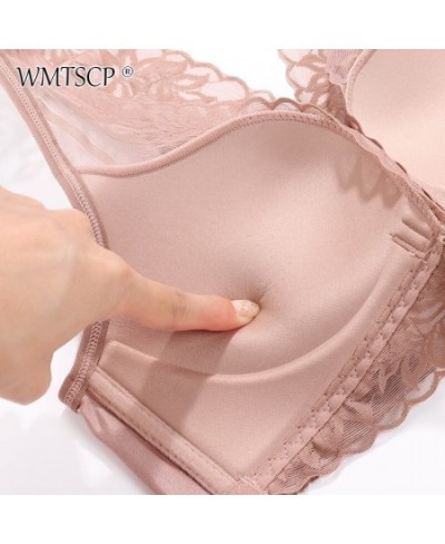 Versatile wedding dress front button no steel ring sexy brand lace underwear half cup plus size women's bra $25.20 - Underwear