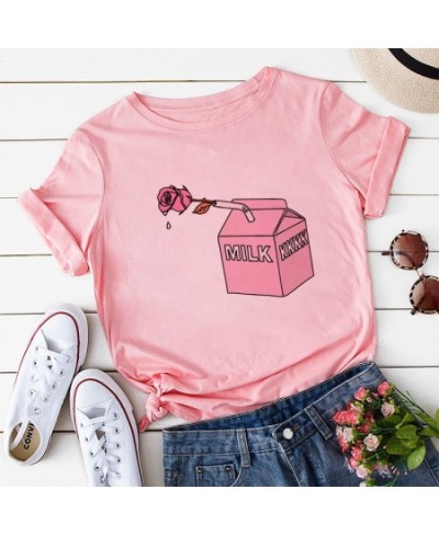 Kawaii Japanese Juice Print Cartoon Women's T-shirt Summer Fashion Womans Pink Tops T Shirt Harajuku Casual Short-sleeved $19...