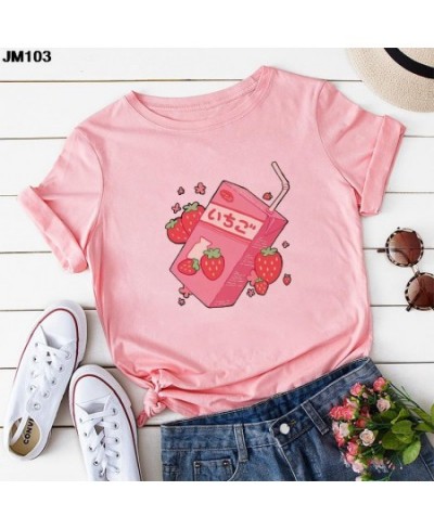 Kawaii Japanese Juice Print Cartoon Women's T-shirt Summer Fashion Womans Pink Tops T Shirt Harajuku Casual Short-sleeved $19...