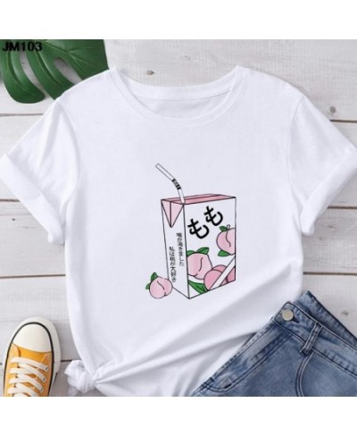 Kawaii Japanese Juice Print Cartoon Women's T-shirt Summer Fashion Womans Pink Tops T Shirt Harajuku Casual Short-sleeved $19...