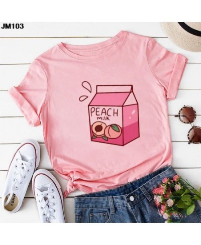 Kawaii Japanese Juice Print Cartoon Women's T-shirt Summer Fashion Womans Pink Tops T Shirt Harajuku Casual Short-sleeved $19...