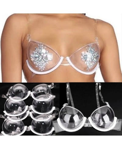 3/4 Cup Sexy Transparent Clear Push Up Bra for Women Bra Invisible Underwear TPU Plastic Shoulder Straps See Through Bralette...