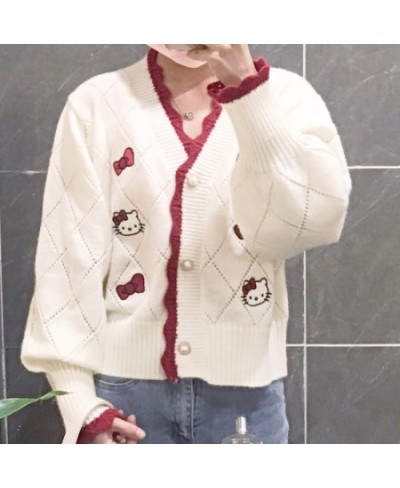 Hello Kitty Elegant Women Cardigans Warm Soft Sweaters Cute Loose Mini Coat Party Girls Korean Fashion Style Tops Clothes $62...