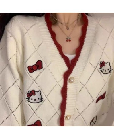 Hello Kitty Elegant Women Cardigans Warm Soft Sweaters Cute Loose Mini Coat Party Girls Korean Fashion Style Tops Clothes $62...