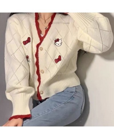 Hello Kitty Elegant Women Cardigans Warm Soft Sweaters Cute Loose Mini Coat Party Girls Korean Fashion Style Tops Clothes $62...