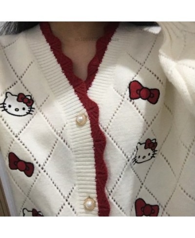 Hello Kitty Elegant Women Cardigans Warm Soft Sweaters Cute Loose Mini Coat Party Girls Korean Fashion Style Tops Clothes $62...