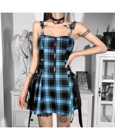 Mall Goth Punk Aesthetic Y2k Zipper Bandage Corset Fairy Grunge Plaid Dress Vintage Gothic Alt Outfit dress for new year 2022...