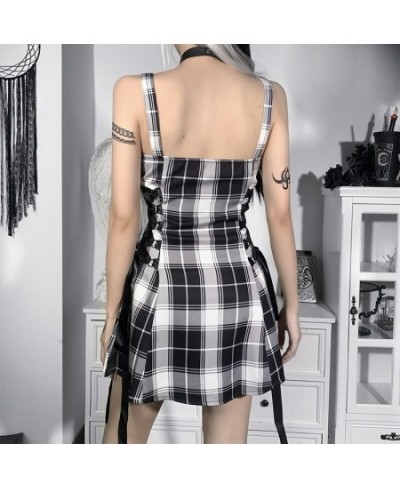 Mall Goth Punk Aesthetic Y2k Zipper Bandage Corset Fairy Grunge Plaid Dress Vintage Gothic Alt Outfit dress for new year 2022...