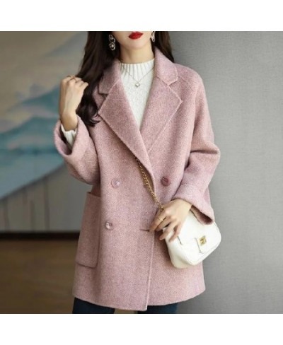 New Fashion Herringbone Pattern Autumn and Winter Loose Slim Wool Long Coat Female Tide Coats for Women $58.34 - Jackets & Coats