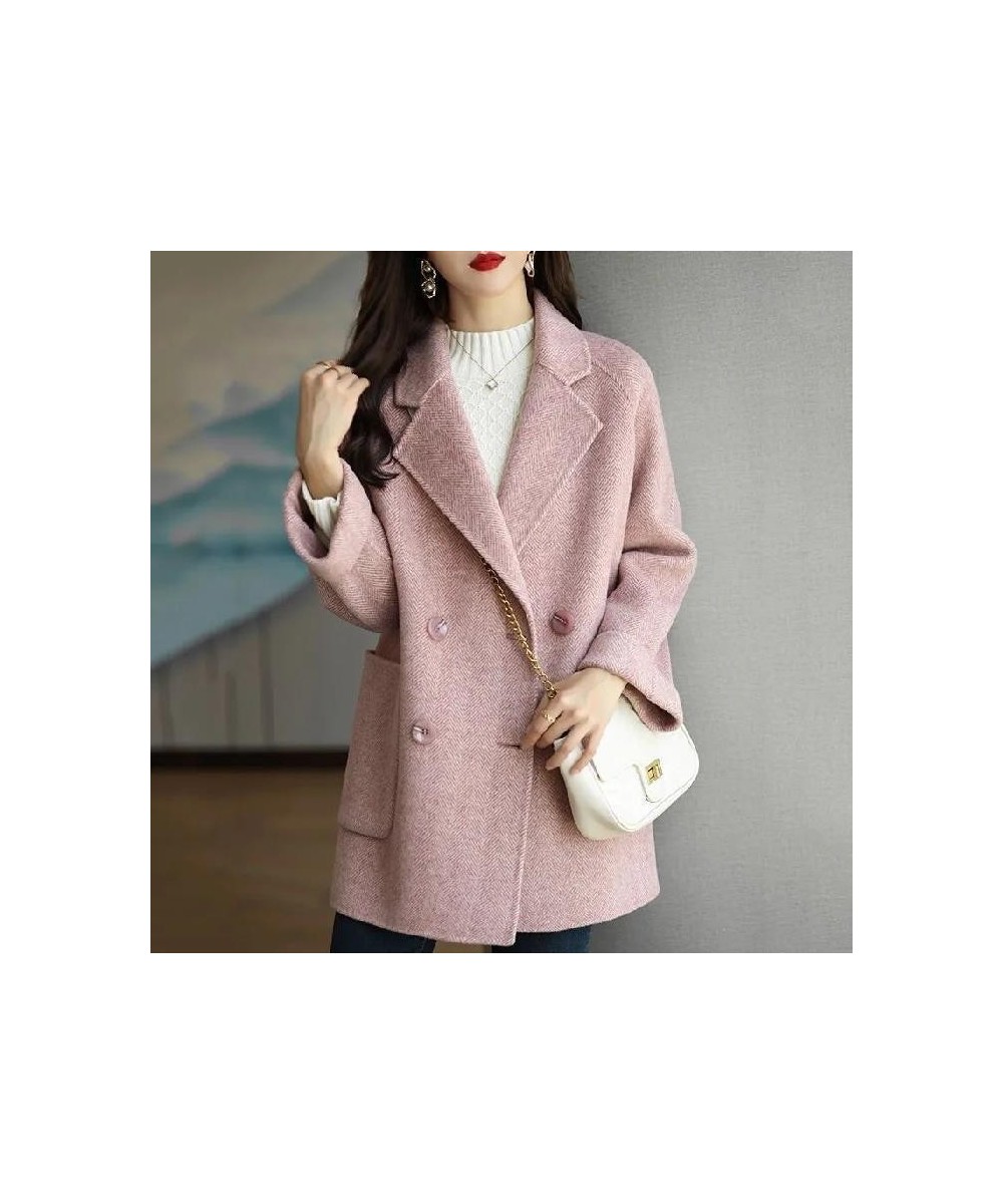 New Fashion Herringbone Pattern Autumn and Winter Loose Slim Wool Long Coat Female Tide Coats for Women $58.34 - Jackets & Coats