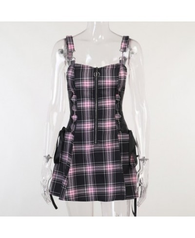 Mall Goth Punk Aesthetic Y2k Zipper Bandage Corset Fairy Grunge Plaid Dress Vintage Gothic Alt Outfit dress for new year 2022...