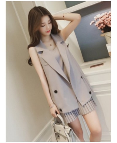 Spring Summer 2023 Medium Long Suit Vest Coat+pleated Suspender Dress Fashion Suit Women's Leisure Two-piece Set Two Piece $4...