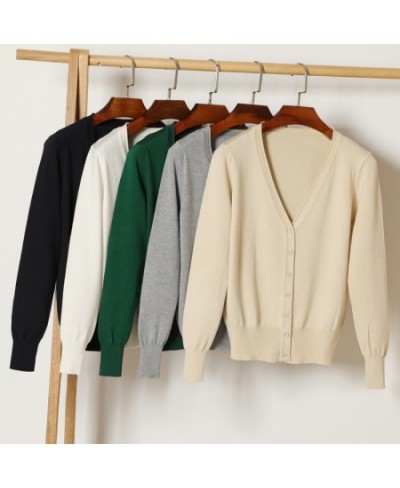 25 Colors knitted cardigans spring autumn cardigan women casual long sleeve tops V neck solid women sweater coat $30.39 - Swe...