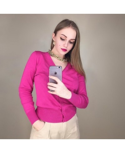 25 Colors knitted cardigans spring autumn cardigan women casual long sleeve tops V neck solid women sweater coat $30.39 - Swe...