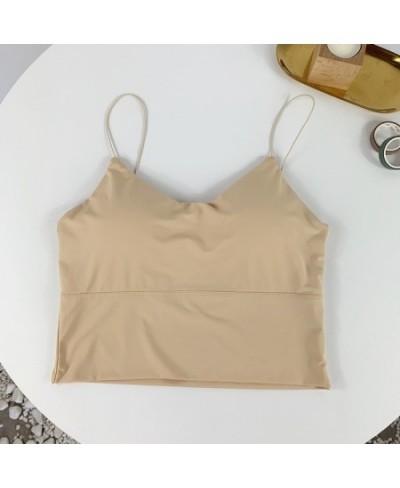 Sexy Women Summer Crop Tops Ice Silk Female Spaghetti Strap Wrapped Camisole Bra Top Sleeveless Streetwear Tube Top Sports Ta...