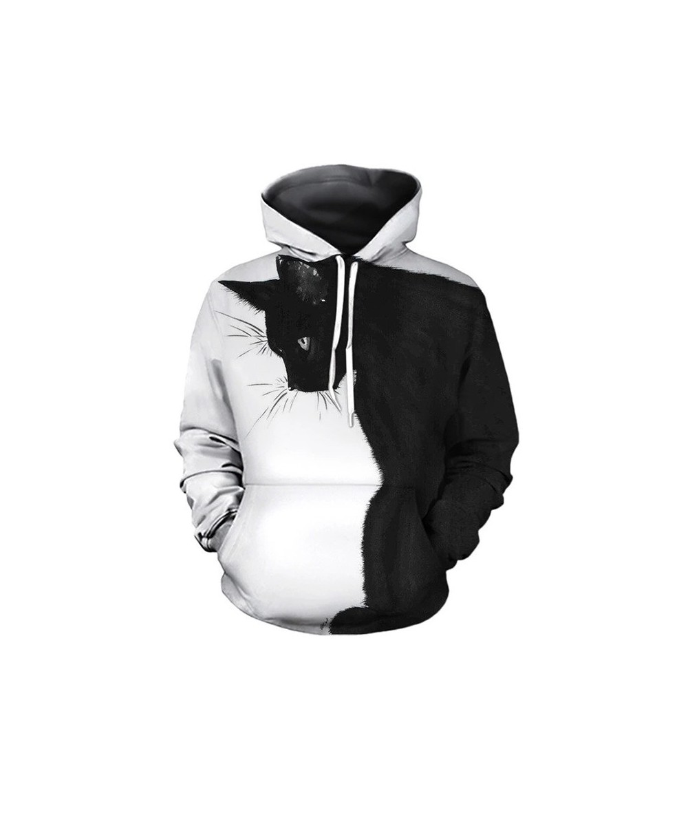 2023 Black and White Cat 3D Print Hoodie Sweatshirts Mens Women Fashion Casual Pullover Harajuku Streetwear Hoodies $33.17 - ...