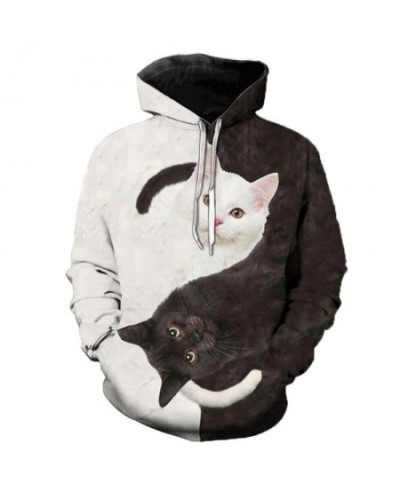 2023 Black and White Cat 3D Print Hoodie Sweatshirts Mens Women Fashion Casual Pullover Harajuku Streetwear Hoodies $33.17 - ...