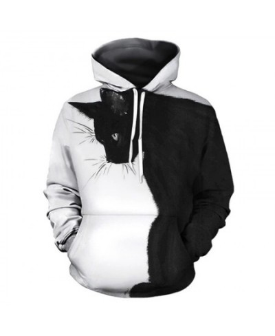 2023 Black and White Cat 3D Print Hoodie Sweatshirts Mens Women Fashion Casual Pullover Harajuku Streetwear Hoodies $33.17 - ...