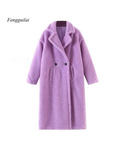 Winter Women Violet Teddy Coat Stylish Female Thick Warm Cashmere Jacket Casual Girls Wool Blends Streetwear Jacket Elegant $...