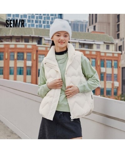 Down Vest Women Loose Stand Collar Simple Wind 2022 Winter New Sweet Love Coat Fashionable All Match $72.75 - Jackets & Coats