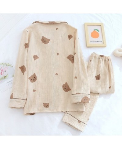 Spring Summer Autumn Couple Pure Cotton Cute Pajamas Set Sleepwear Female Long Sleeve Pijama Suit Loungewear Crepe Ladies $43...