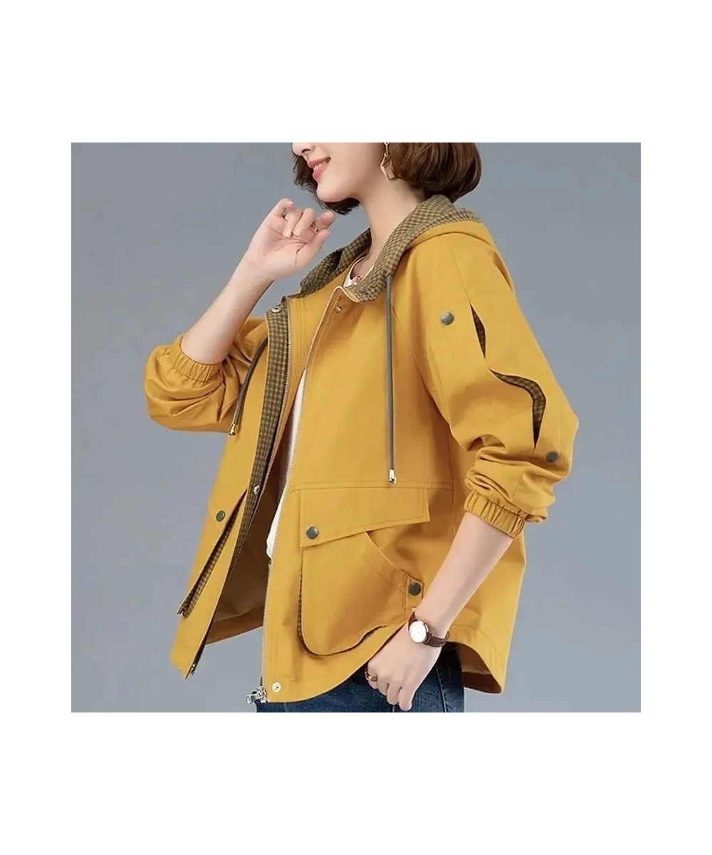 2023 NEW Spring Autumn Short Jacket Women Hooded Tops Loose Casual Coat Outerwear Female Windbreaker Navy Blue Yellow Clothes...