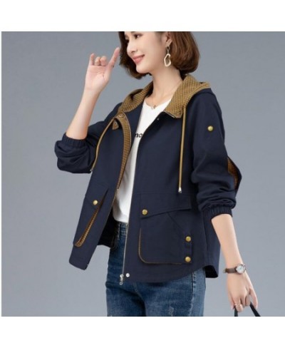 2023 NEW Spring Autumn Short Jacket Women Hooded Tops Loose Casual Coat Outerwear Female Windbreaker Navy Blue Yellow Clothes...